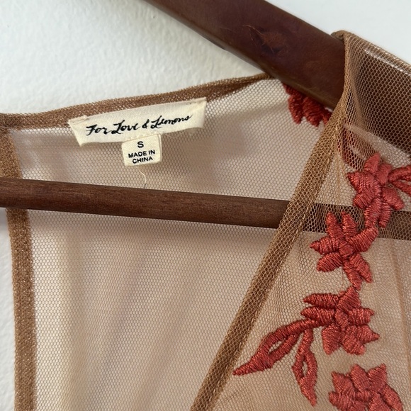 For Love And Lemons Long Sleeve Dress in Cream and Red - Picture 7 of 9